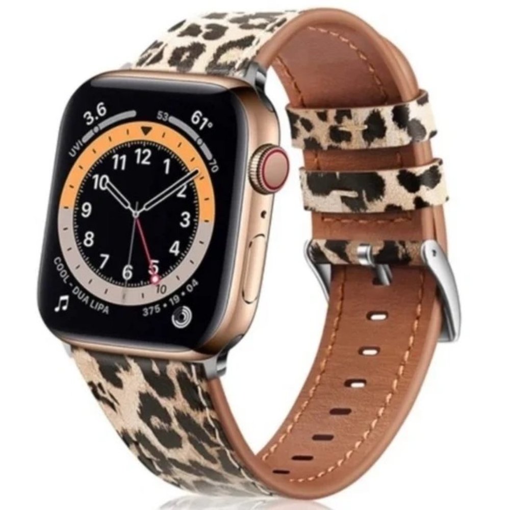 Apple Watch Leather Leopard Print Band